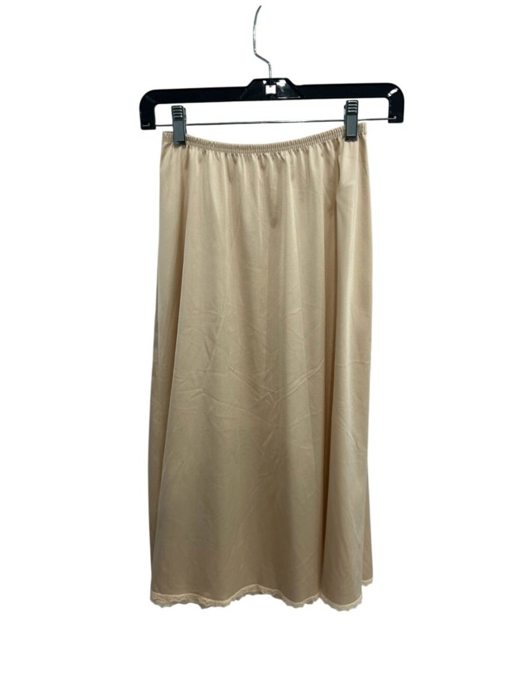 Vanity Fair Small Beige Half Slip Skirt Lace Hem Elastic Waist Nostalgia Core